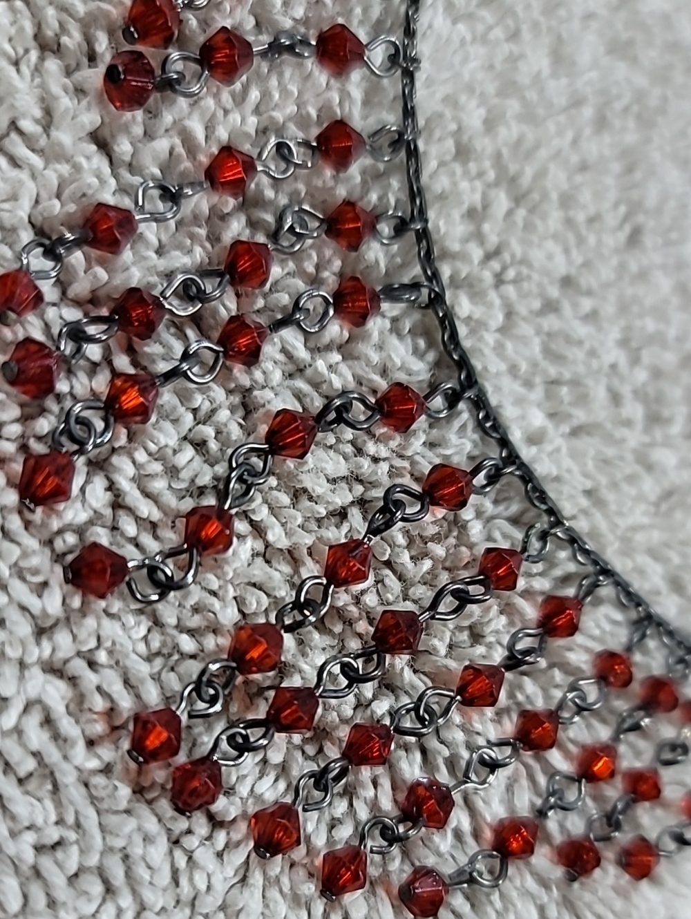 CrimsonBeaded Fringe Statement Necklace - Cascade Accent